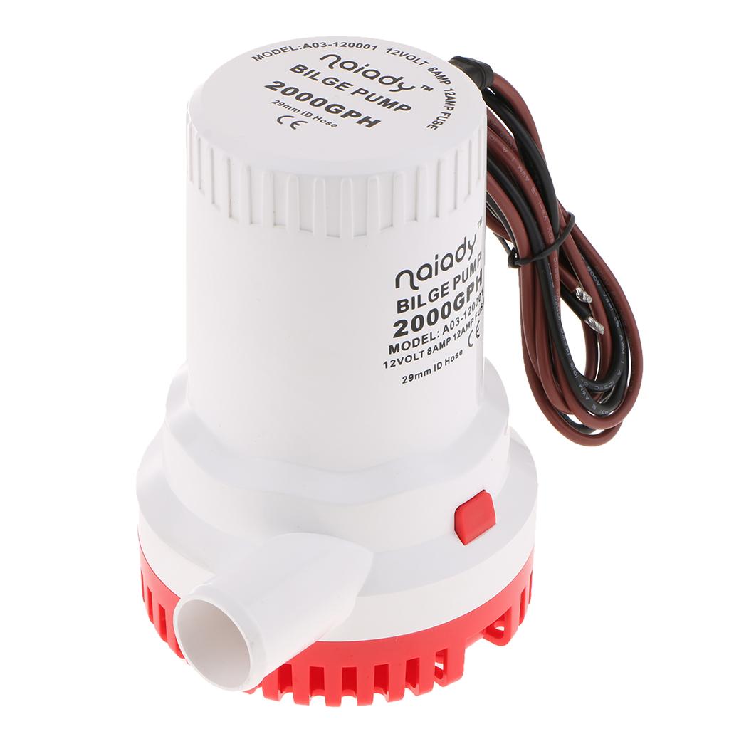 Fishing Boat Bilge Pump - 水中ビルジポンプ 12V 2000GPH 軽量プラスチック製 水移送マリンポンプ 釣り船用
