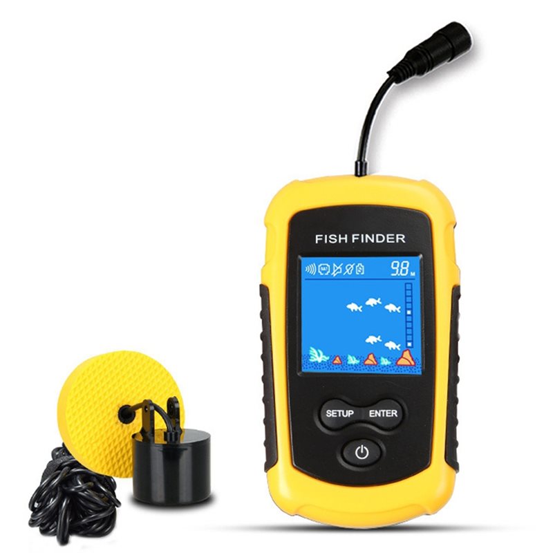 Fishing Boat Depth Finder - ABHT-カヤックポータブル魚群探知機 水中ハンドヘルド魚群探知機 ソナー キャスタブルカヤックボート魚群探知機 トランスデューサー 釣り用LCDディスプレイ
