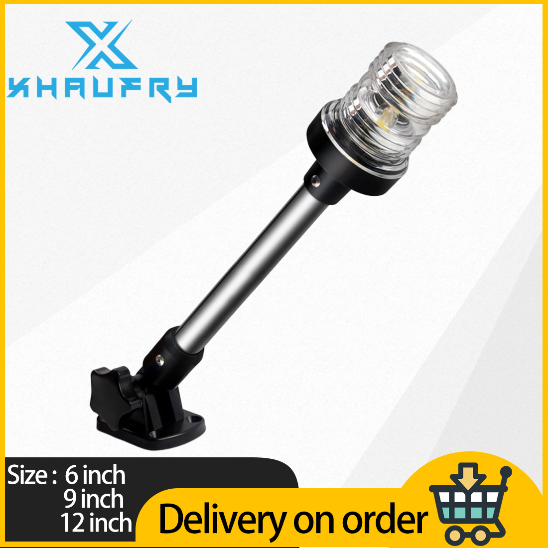 Fishing Boat Navigation Light - 360度ホワイトLED折りたたみ式船尾灯アンカーライト、ポンツーンや釣り船用、6インチ、9インチ、12インチ