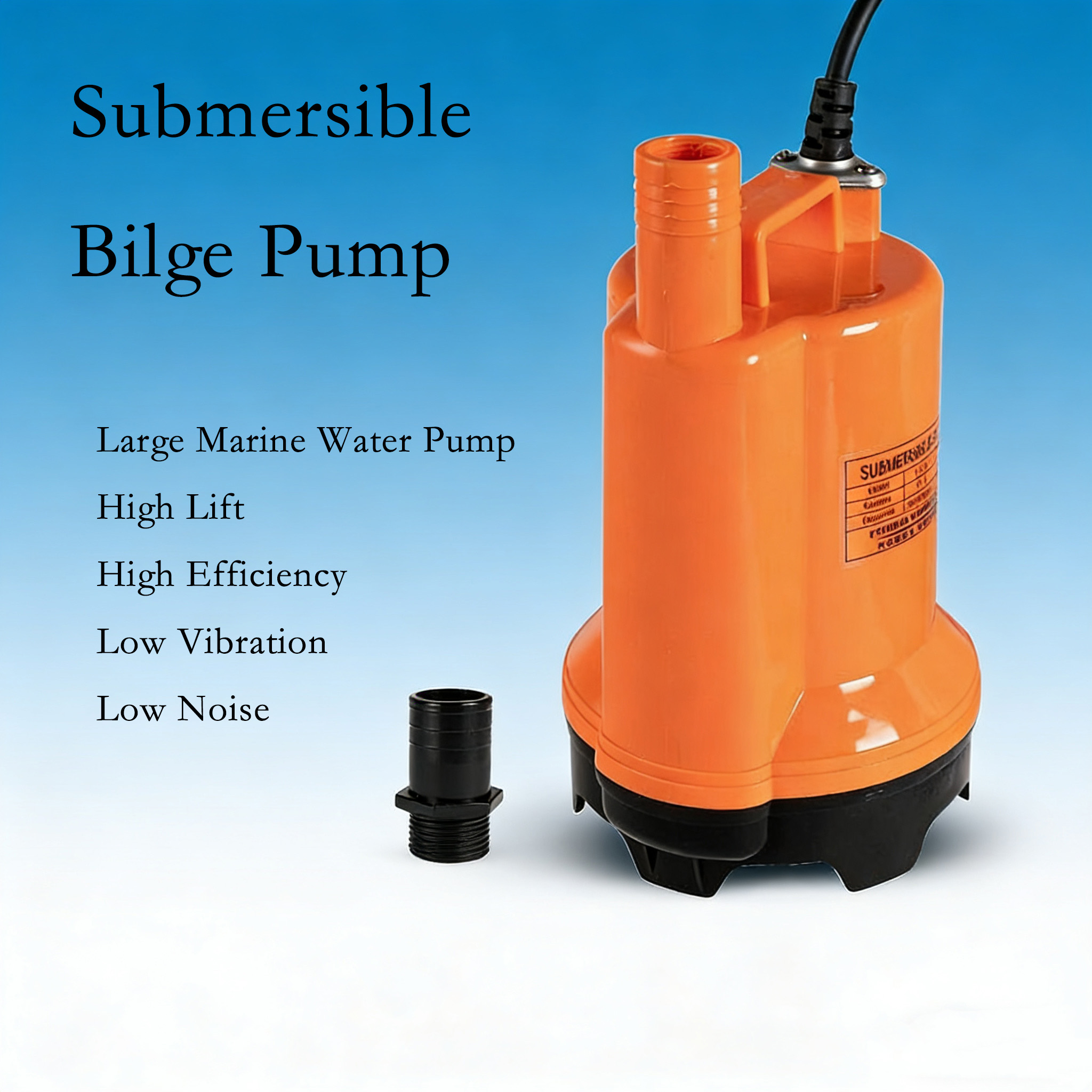 Fishing Boat Bilge Pump - 12V DC水中ポンプ、高流量マリンビルジポンプ、漁船用排水・高圧ウォーターポンプ