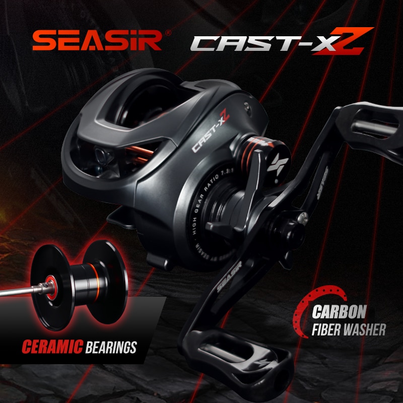 Kastking Reel Zephyr - Seasirキャストx2ベイトキャスティングリール7.3:1ハイブリッドセラミックベアリングカーボンファイバーワッシャーデュアルベアリングシステムn52ブレーキフィッシングリール