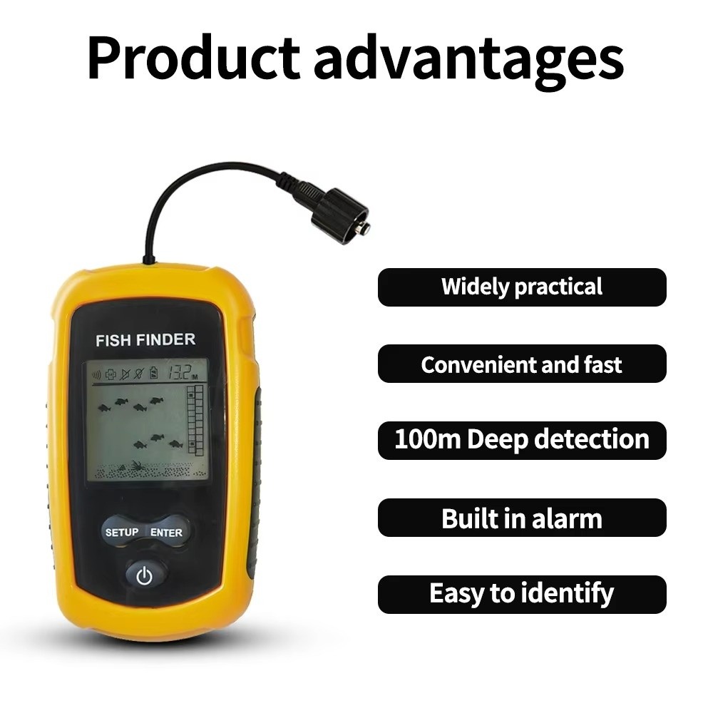 ハンディ型ポータブル魚群探知機 LCDスクリーン 100m深 - Fishing Boat Depth Finder のレビューと価格