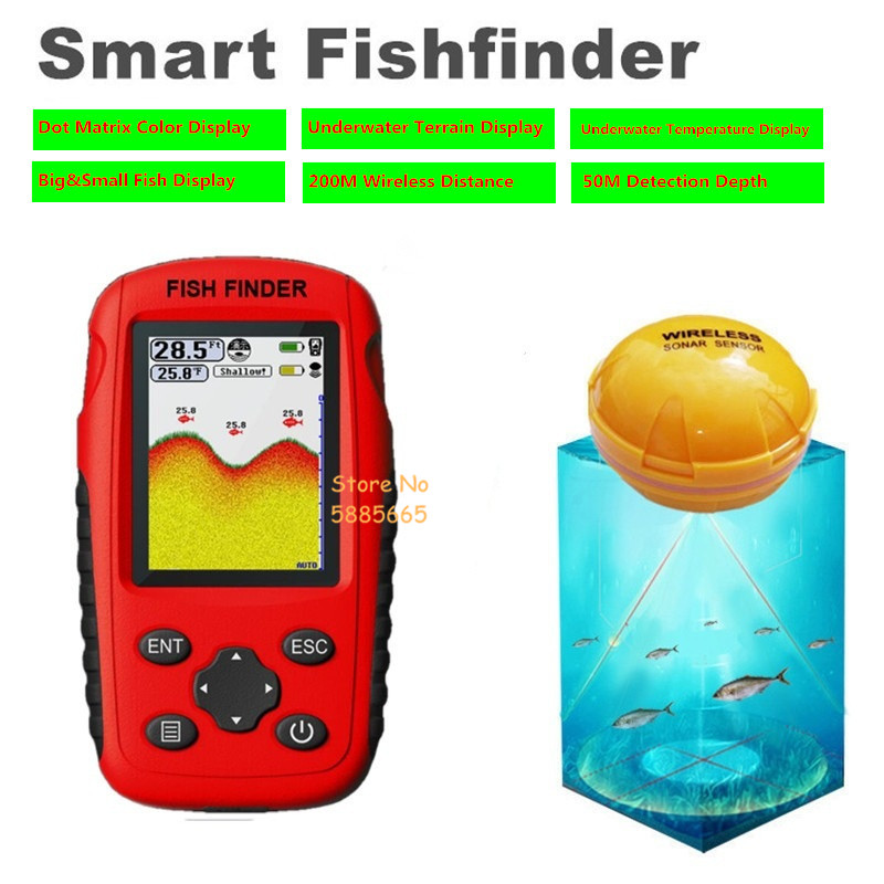 スマートポータブル50M深度ソナー魚群探知機200Mワイヤレ - Fishing Boat Depth Finder のレビューと価格