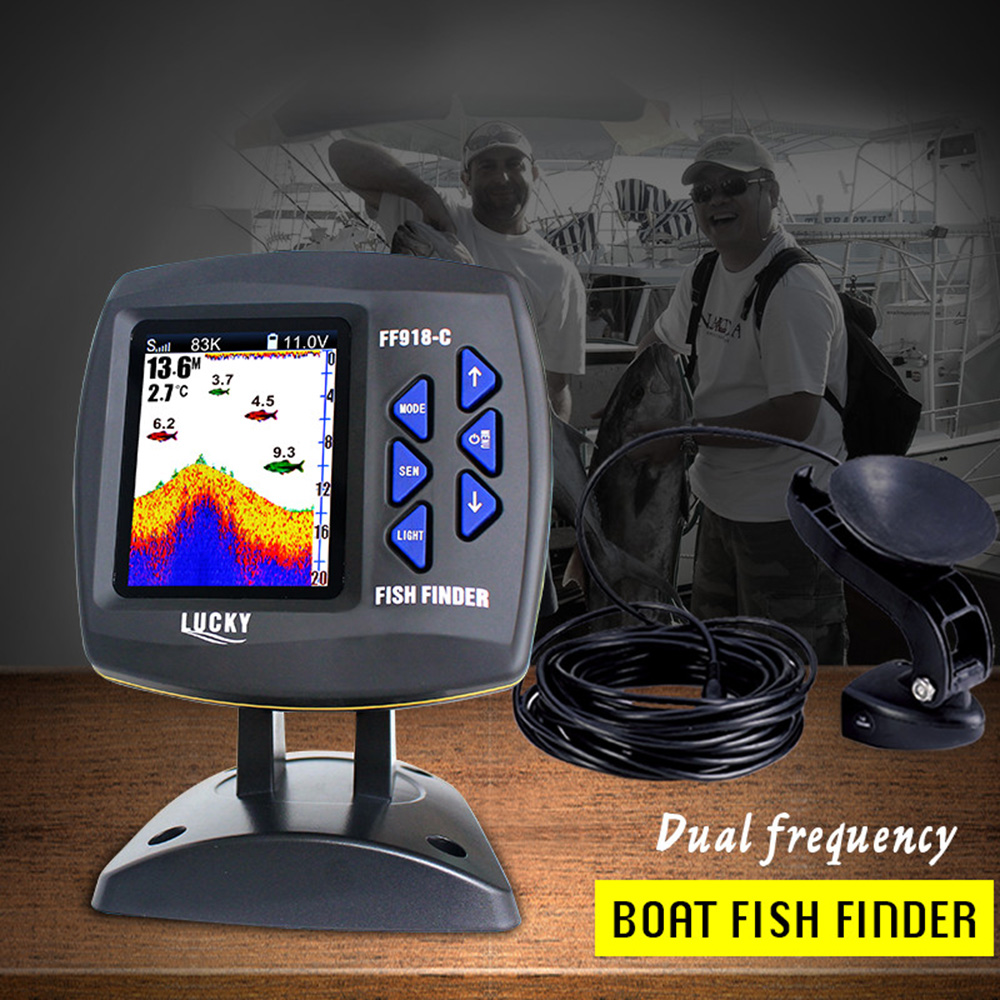 有線デュアル周波数魚群探知機,カラースクリーン,水深さボート - Fishing Boat Depth Finder のレビューと価格
